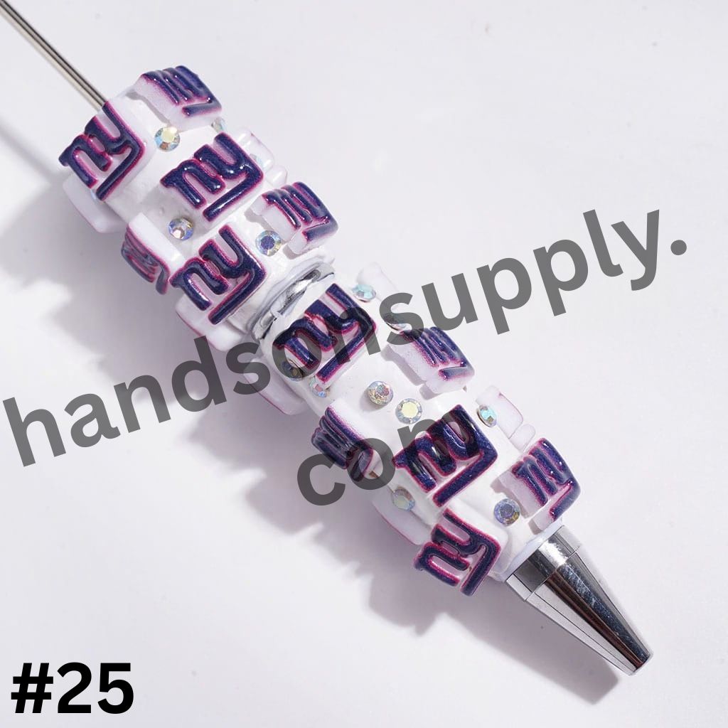 NY American Football Baseball Team Designs with Sparkling AB Rhinestones Beadable Clay Pens
