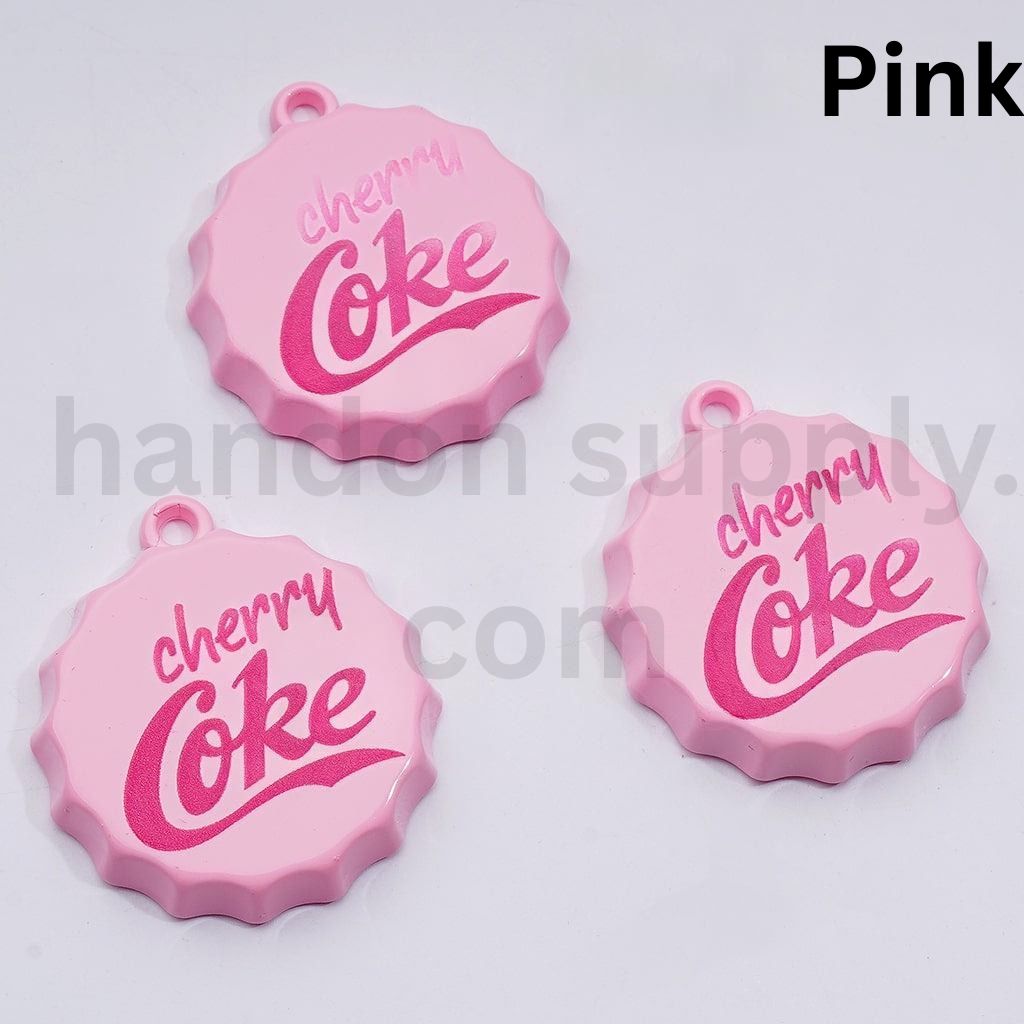 Cute Soft Drink Coc Col Sprit Fant Coke Bottle Lid Cap with Mini Ring Pendant Charm, 37MM