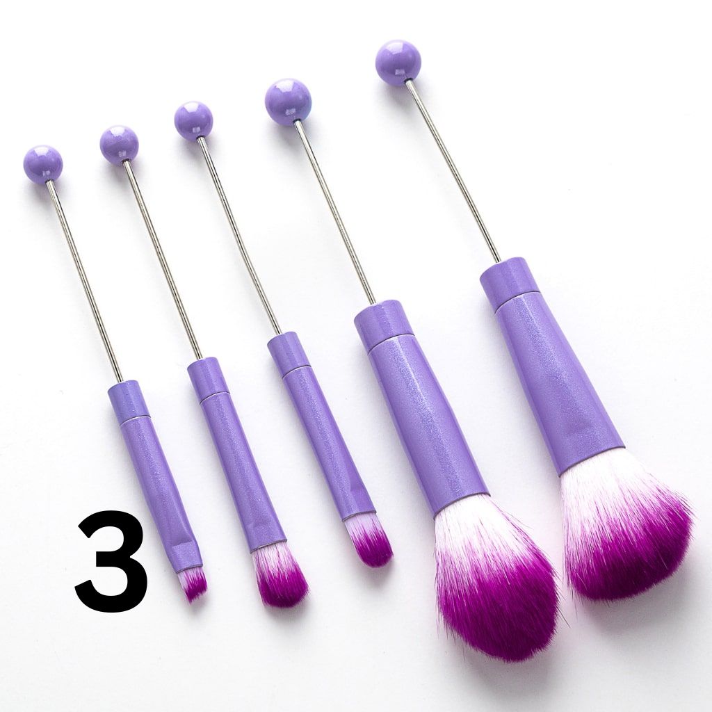 Beaded Make Up Brush Solid And Ombre Color Beadable Makeup Brushes (1 Set = 5 pieces)