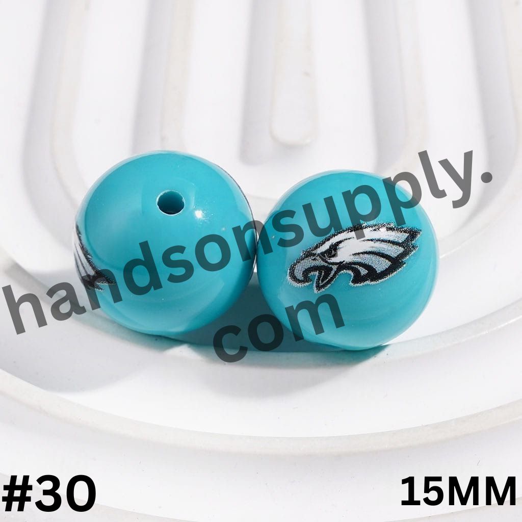 American Football Team Acrylic Beads for Bracelets, 15MM