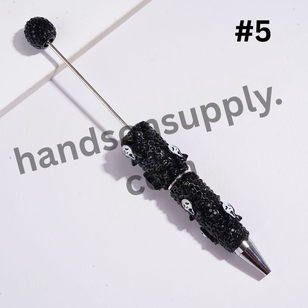 Pumpkin Ghost and Black Rhinestone Halloween Series Rhinestones Covered the Entire Beadable Clay Pens