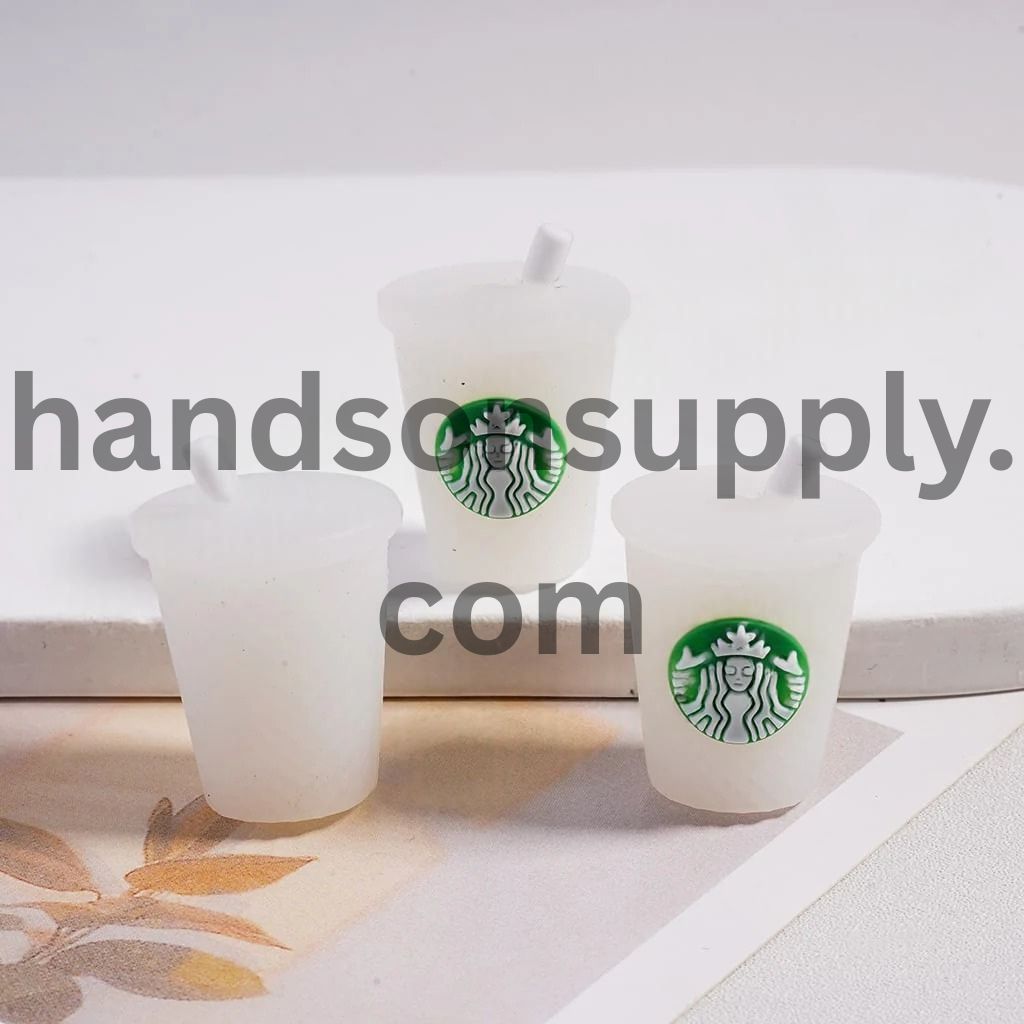 Mini 3D Cute Coffee Cup Bottle with Straw Silicone Focal Beads