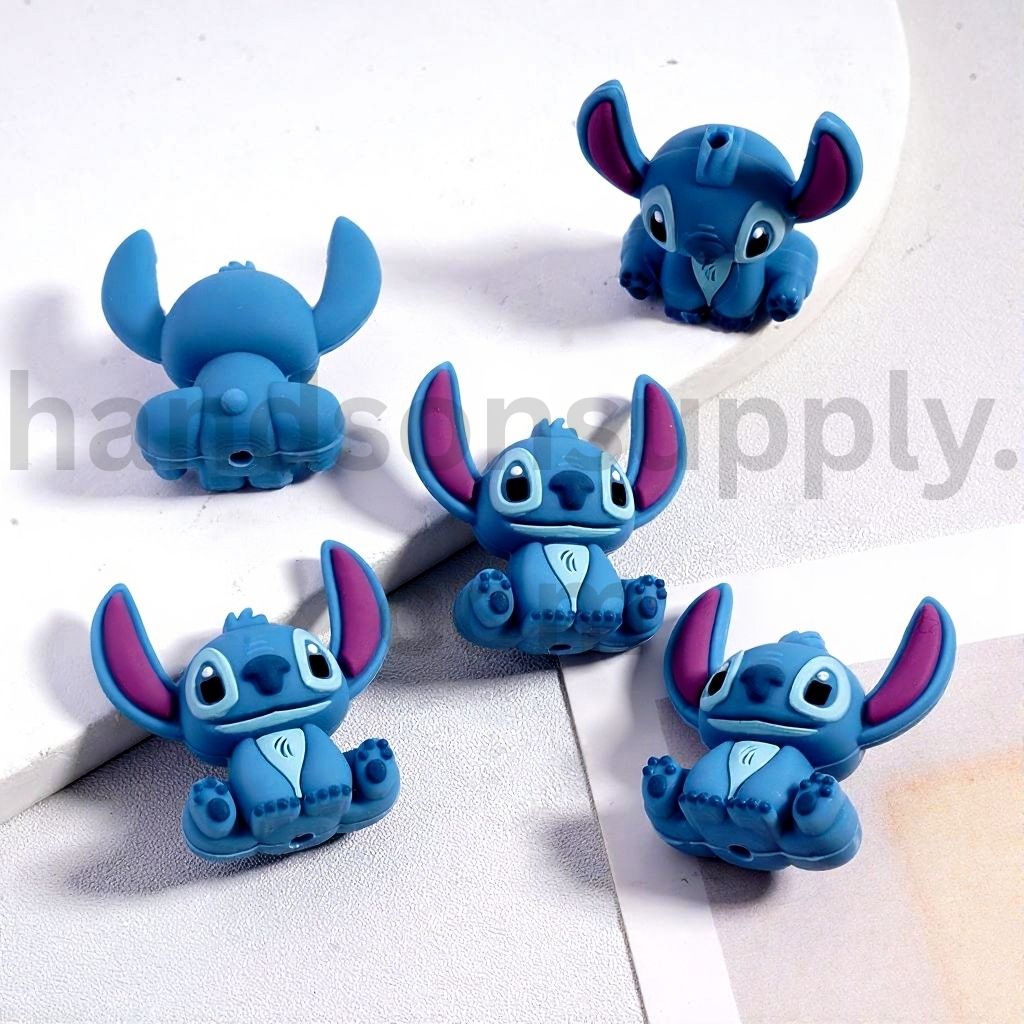 3D ChillBlue Monster Cartoon Character Charm Silicone Focal Bead