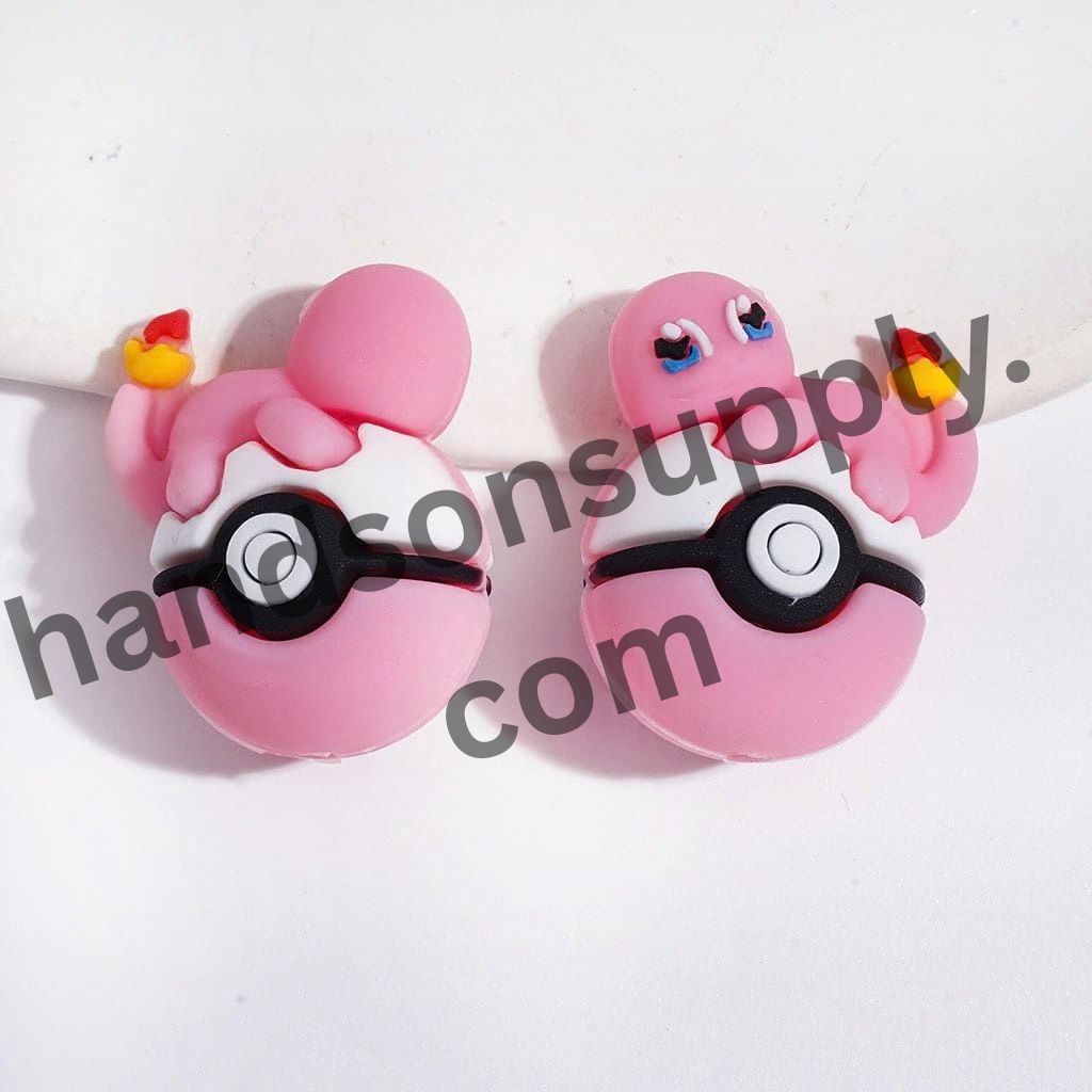 3D Adorable Fiery Dragon Character Resting on Magic Ball Silicone Focal Beads, 23*29MM, Multicolor