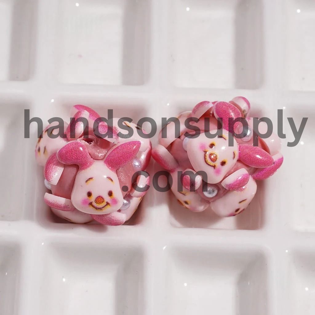 Adorable Clay Beads with Classic Animation Character Series and White Pearls, 18MM, Assorted Characters