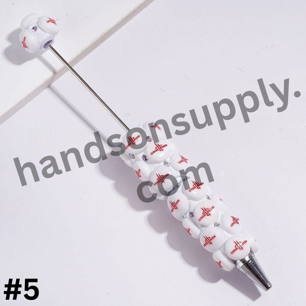 American Basketball Team Logo Design & Sparkling AB Rhinestone Beadable Clay Pens