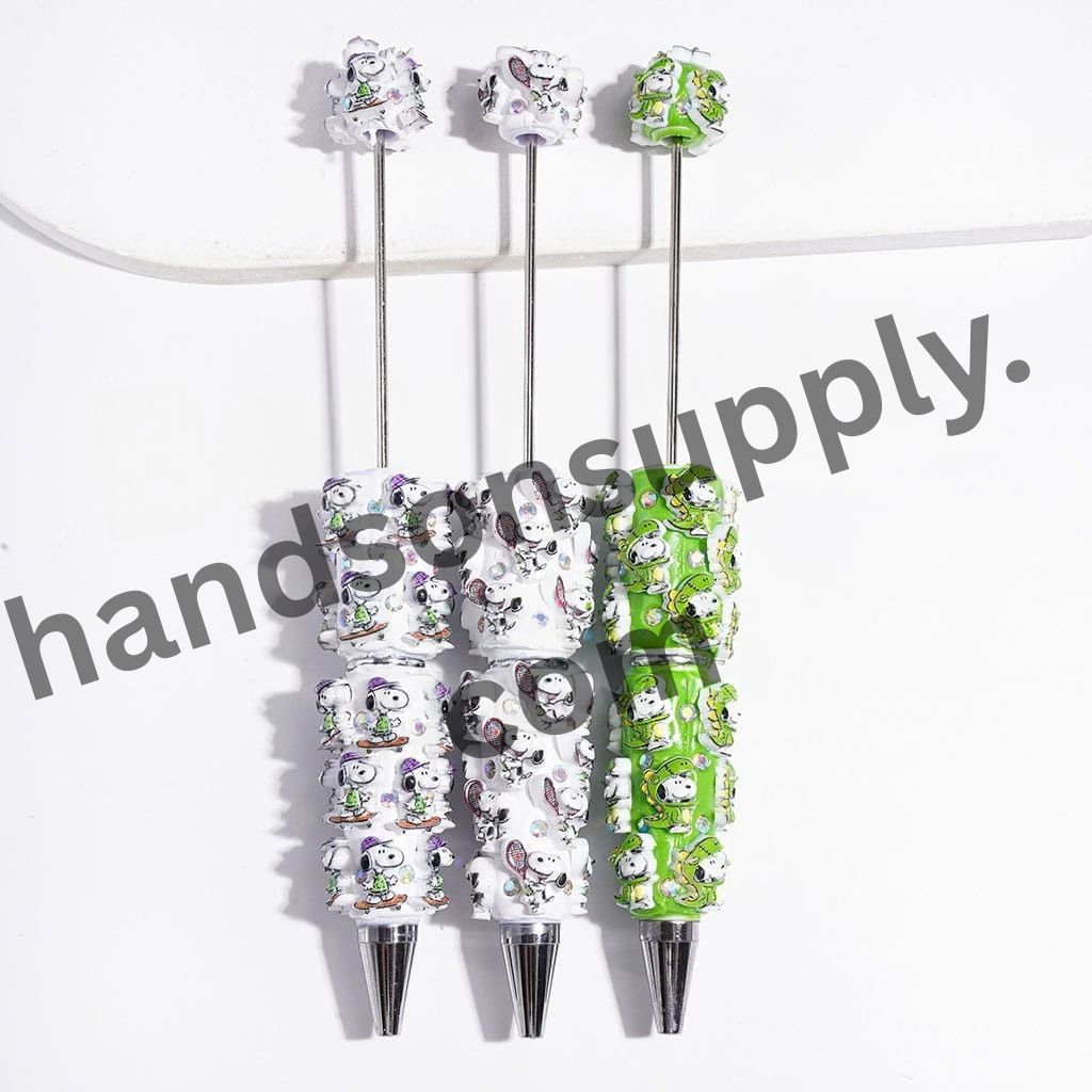 Lively Sports-Themed Beagle Dog Character with Sparkling AB Rhinestones Beadable Clay Pens