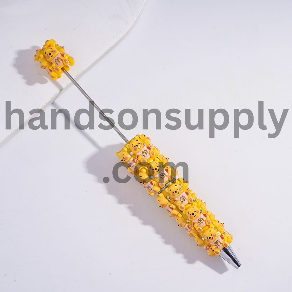 Yellow Honey Bear Series and AB Rhinestones Beadable Clay Pens