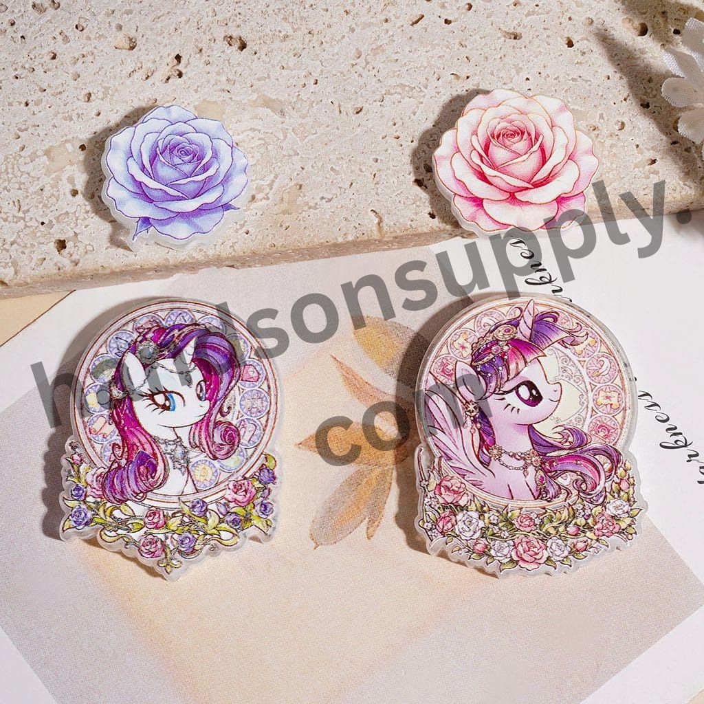 Whimsical Unicorn Horse with Dainty Flower Acrylic Beads, Random Mix (Please Read the Description)