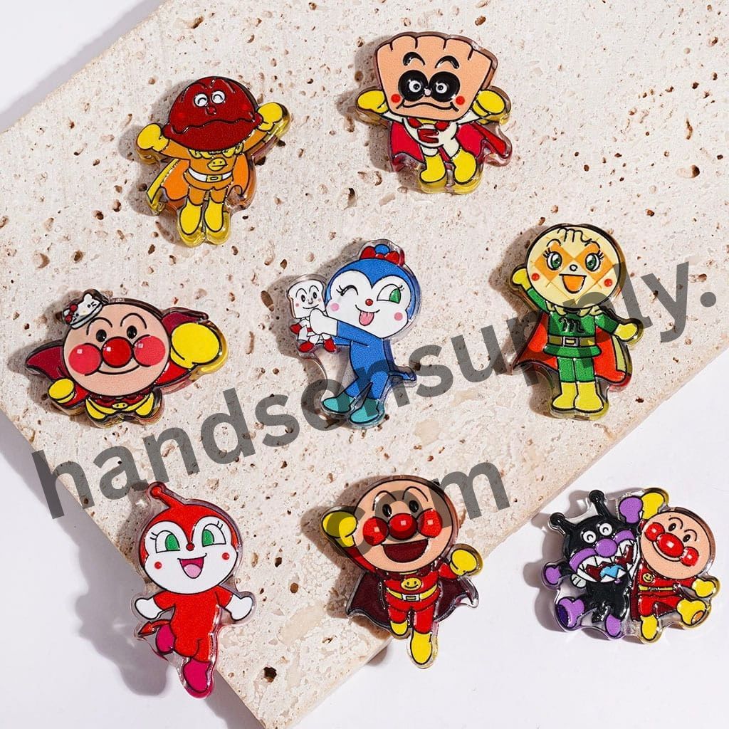 Playful Superhero Cartoon Character Series Bread-Themed Semi-Clear Acrylic Beads, Random Mix