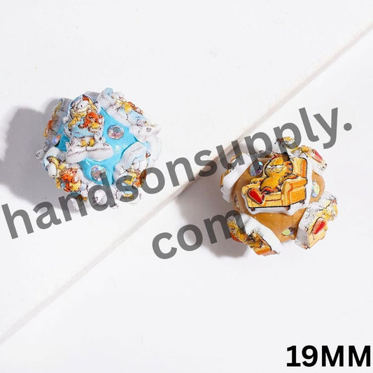 Adorable Lazy Cat & Friendly Pet Dog Designs with Sparkling AB Rhinestones Clay Beads, 19MM, Random Mix