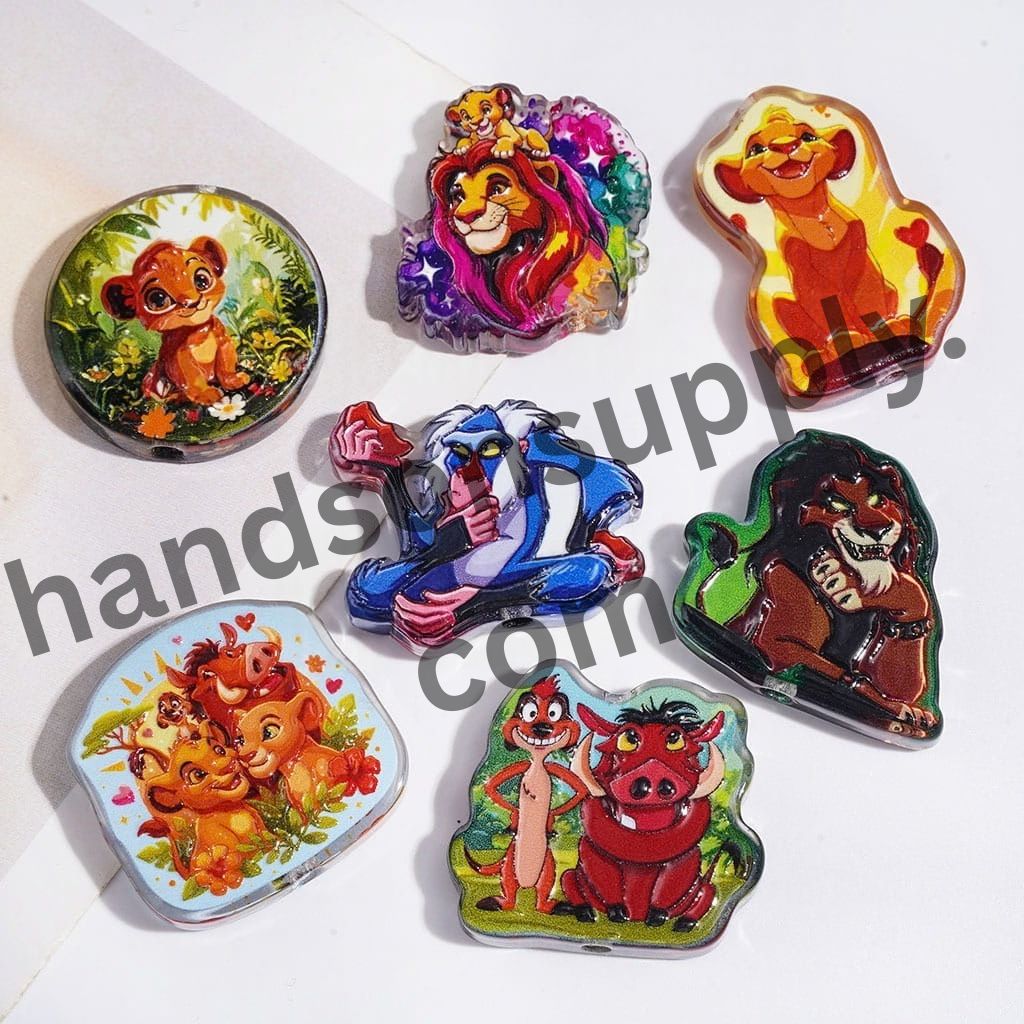 Mighty Lion Leader Character Series Semi-Clear Acrylic Beads, Random Mix