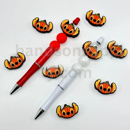 Halloween Vivid Disne Stitc with Pumpkin Cute Silicone Focal Beads