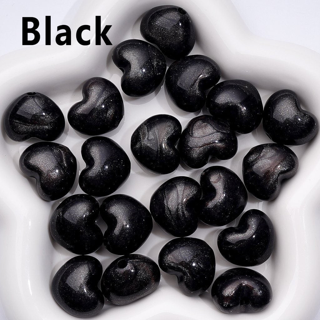 Glossy Multi-Color Heart Acrylic Beads – Vibrant Glitter Finish, Approx. 22 x 18MM