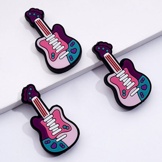 Delicate Beautiful Guitar Music Instruments Silicone Focal Beads