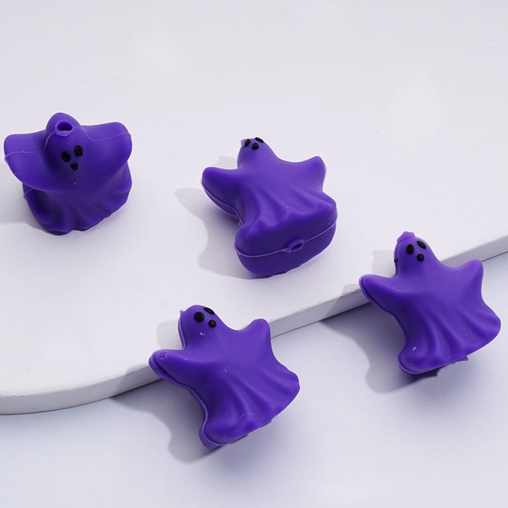 3D Vivid White Purple Pink Spirit Halloween Silicone Focal Beads