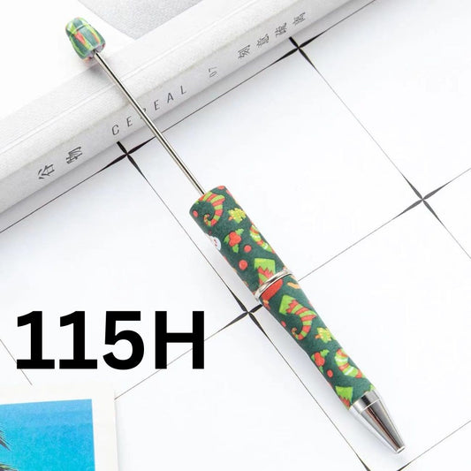 Christmas Green Elf Colorful Flowers Printed Beadable Pens Number 115H