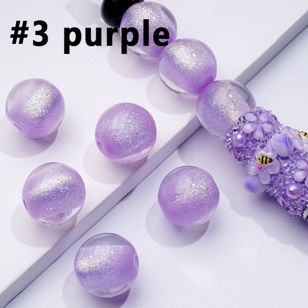 Bling Bling Luminous Shiny Glitter Half Sugar Core Round Acrylic Beads, 12MM