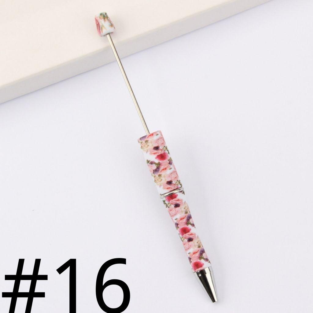 Flower Pink Printed Beadable Pens Number 16