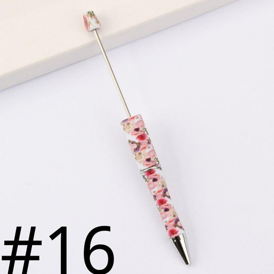 Flower Pink Printed Beadable Pens Number 16
