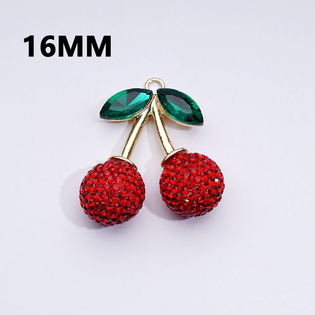 Gold Alloy Strawberry Pendants – Vibrant Multi-Color Clay Charms for Jewelry, Available in 12MM, 14MM, 16MM & 20MM