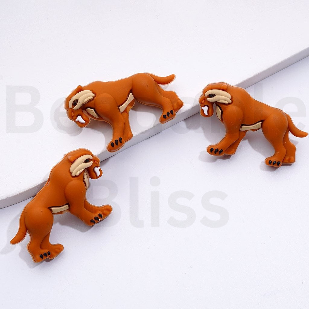 3D Cute Animals Squirrel Sloth Si Lion Ale Elephant Mann Penguin Skippe Saber-toothed Honey Bear Dieg Ice Ag Madgasca Silicone Focal Beads