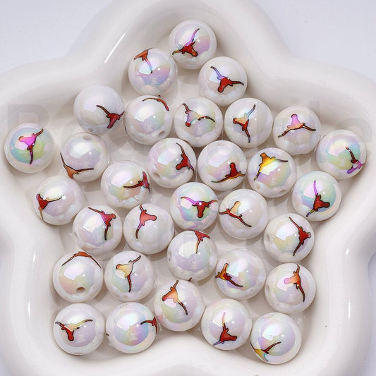 Texas Longhorns Football Beads UV Coated 16MM Acrylic, USA NCAA College Team Theme