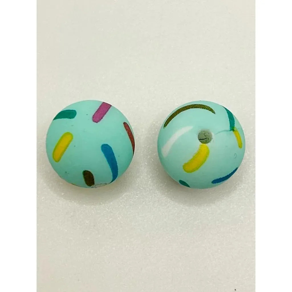 Round Printed Silicone Beads 15 mm