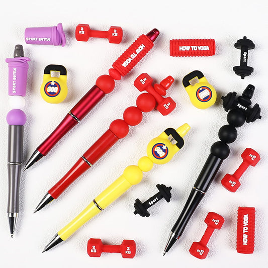 3D Sports Gym Equipment Theme Water Bottle Shape Silicone Focal Beads
