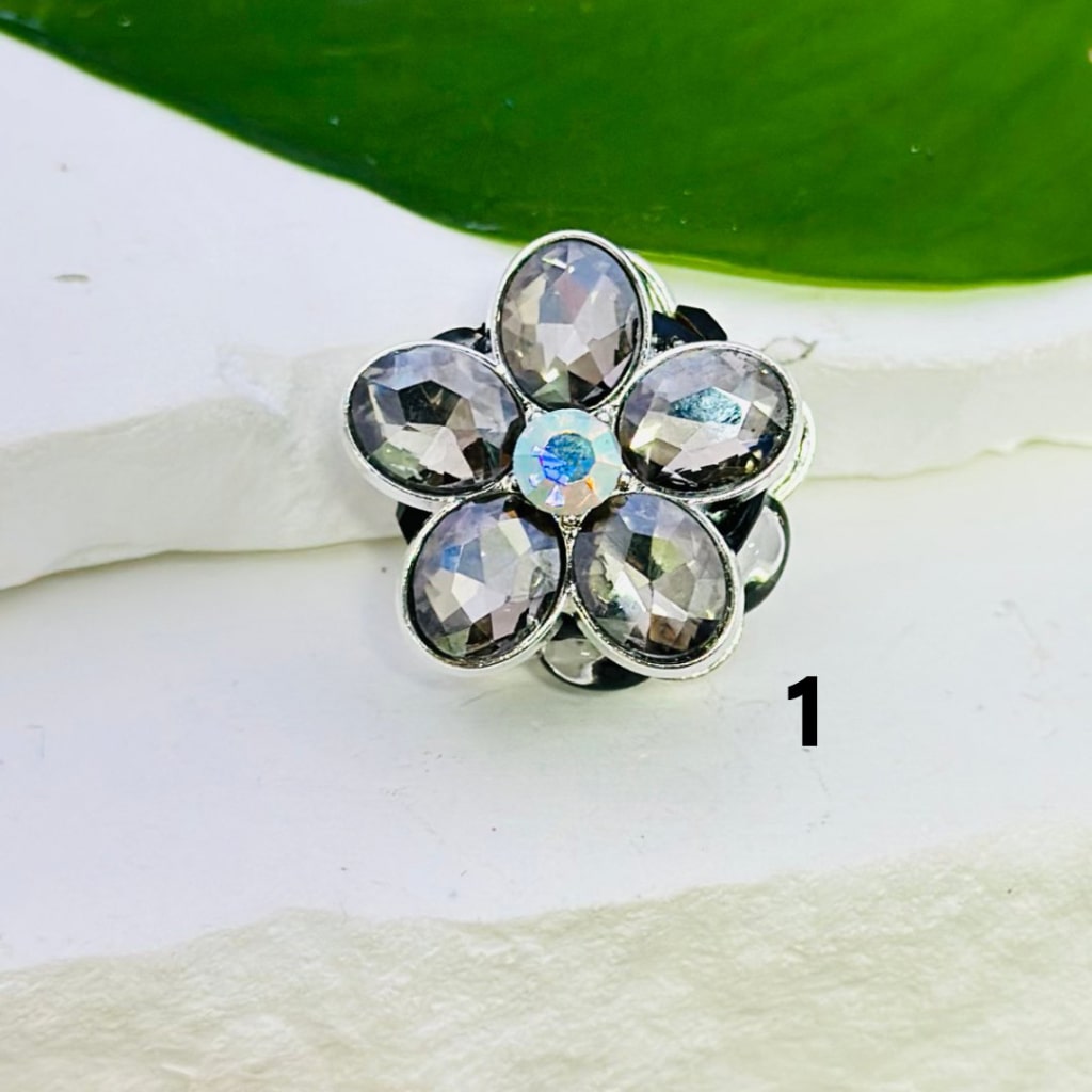 Silver Alloy Delicate Fancy Flowers with Colorful & AB Rhinestones, and Oval Pearls, Clay Beads, Around 26mm