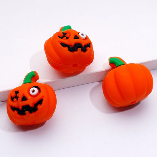 Horrible Eyes 3D Round Halloween Series Boo Pumpkin Death Vampire Mummy Silicone Focal Beads