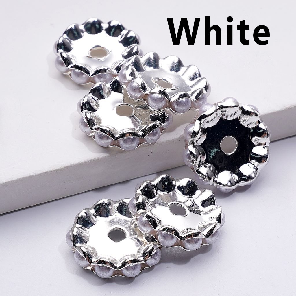 Wavy Silver Metal Spacer – Vibrant Multi-Color Pearls, 15MM
