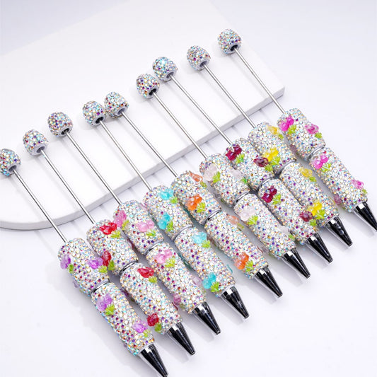 Cute Tulip Flower Clay Pen with Shiny AB Rhinestones