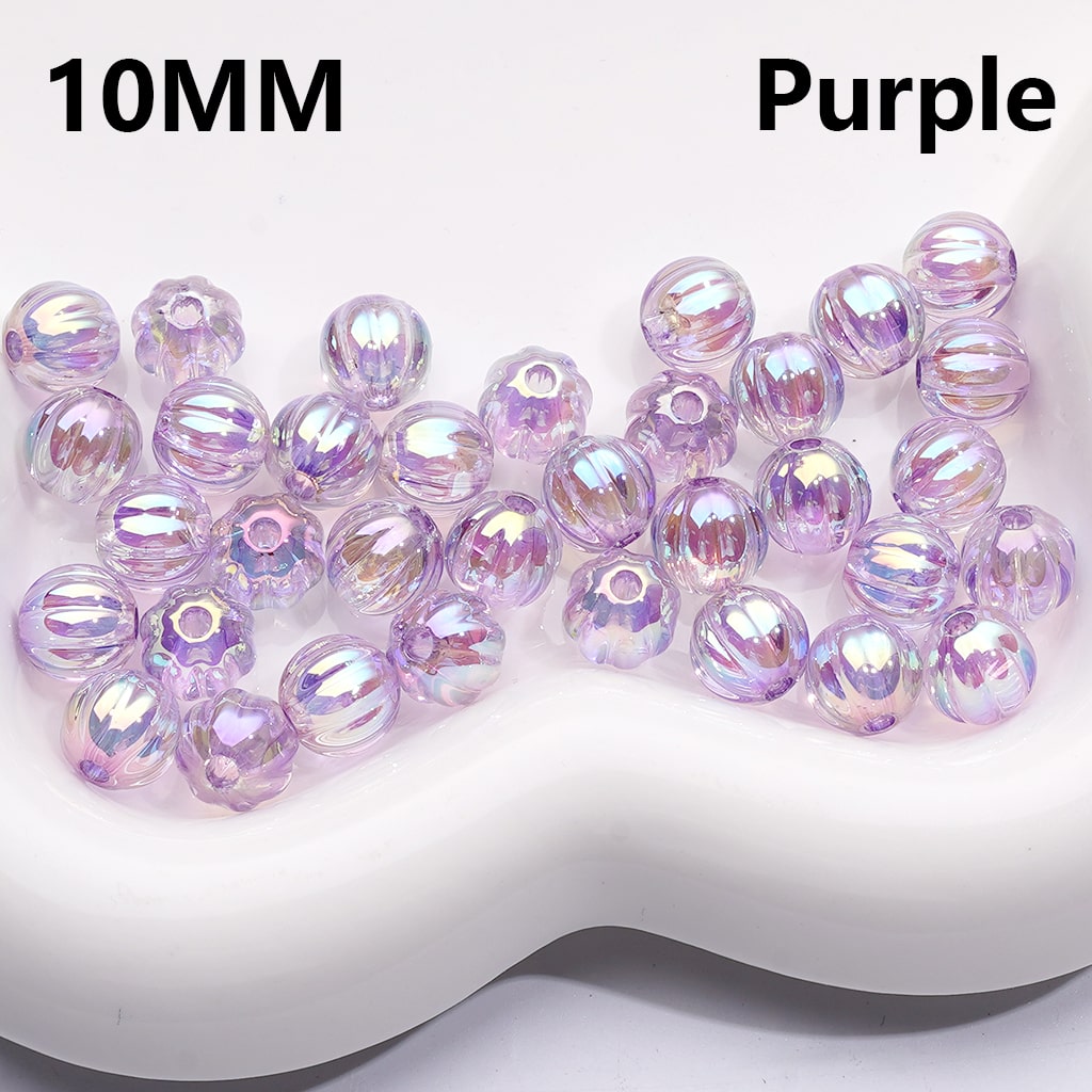 UV Coated Translucent Pumpkin Halloween Design Multi-Color Acrylic Beads 10MM