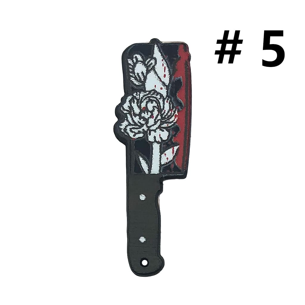 Halloween Skull & Knife Design with Bloody Flower Prints Plastic Beads Horror Jewelry Accessories