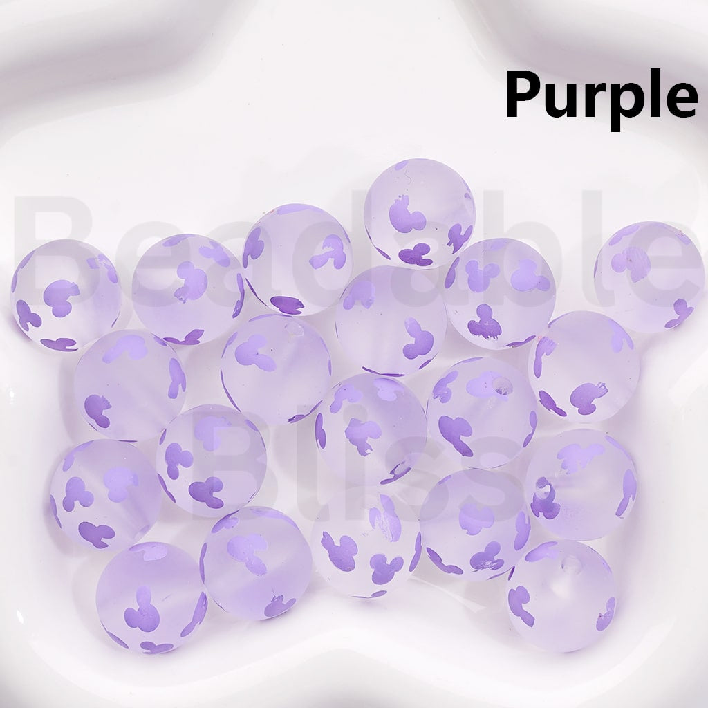 Micke Mous Head Frosted Round Design Multicolor Print Acrylic Beads 16MM (Single Color is available for 200pcs(Whole Bag))