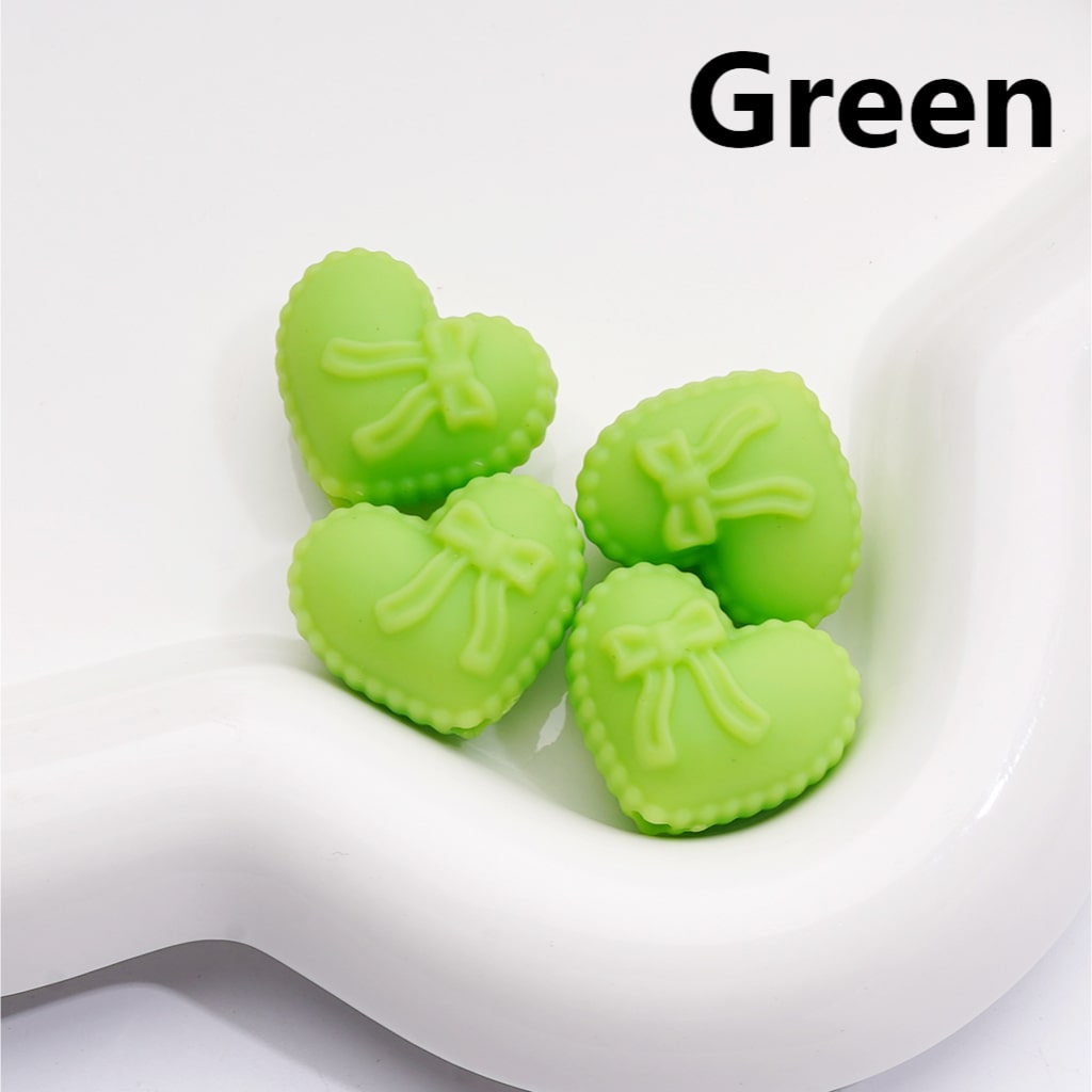 Rubber Coated Acrylic Beads Heart Shape with Bowknots Multi-Color 18*20MM (Single Color is av available for 200pcs(Whole Bag))