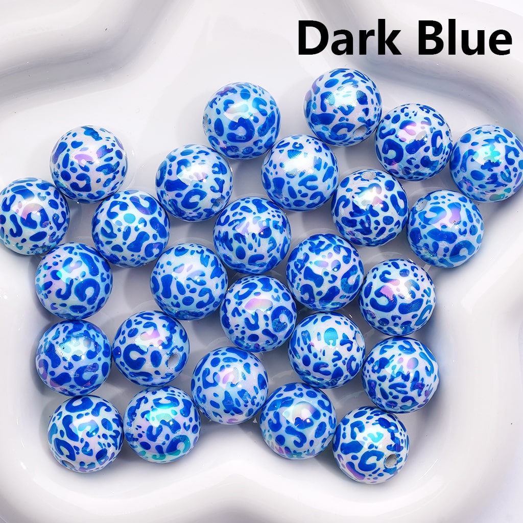 UV Coated Leopard Print Multi-Color Round Acrylic Beads 16mm ((Single Color is available for 200pcs(Whole Bag))