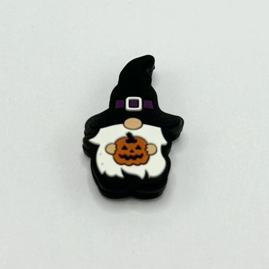 Gnome Little Dwarf with a Pumpkin Magic Hat Holds Silicone Focal Beads
