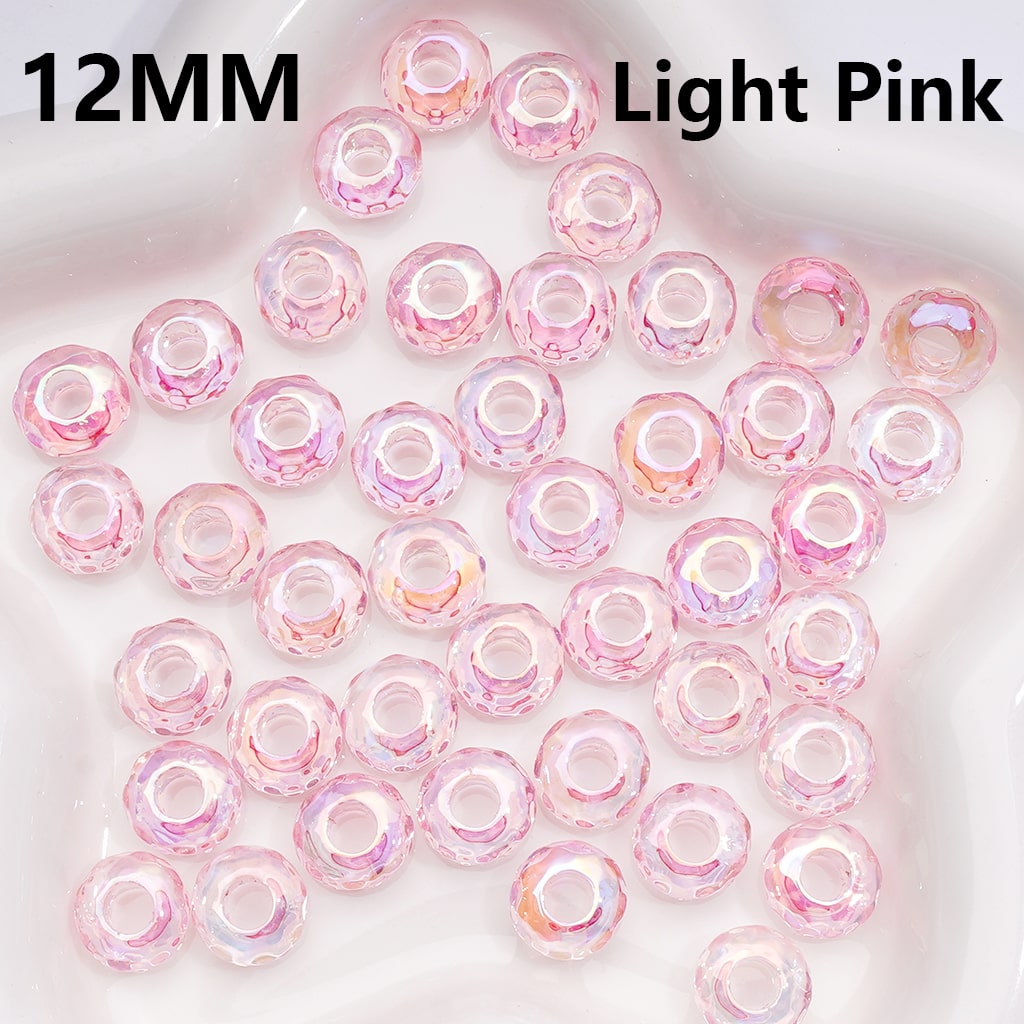 UV Coated Wheel Shape with Large Hole Translucent Multi-Color Acrylic Beads 12MM