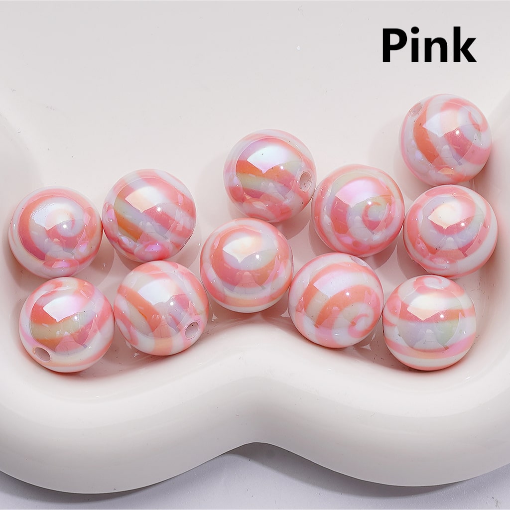 Swirl Stripes Multi-Color UV Coating Round Acrylic Beads 16MM (Single Color is available for 200pcs Whole bag)