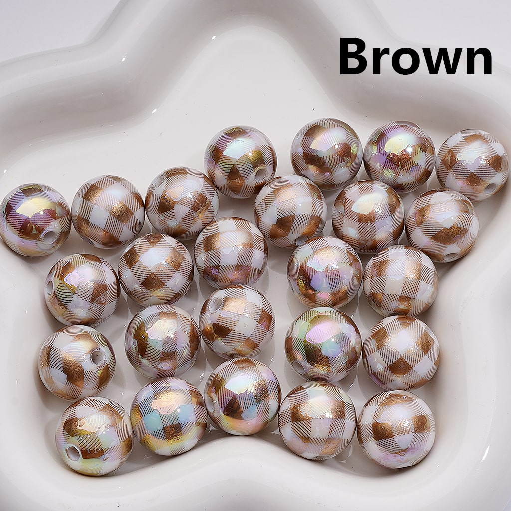 Multi-Color Checkered UV Coating Round Acrylic Beads 16MM (Single Color is available for 200pcs Whole bag)
