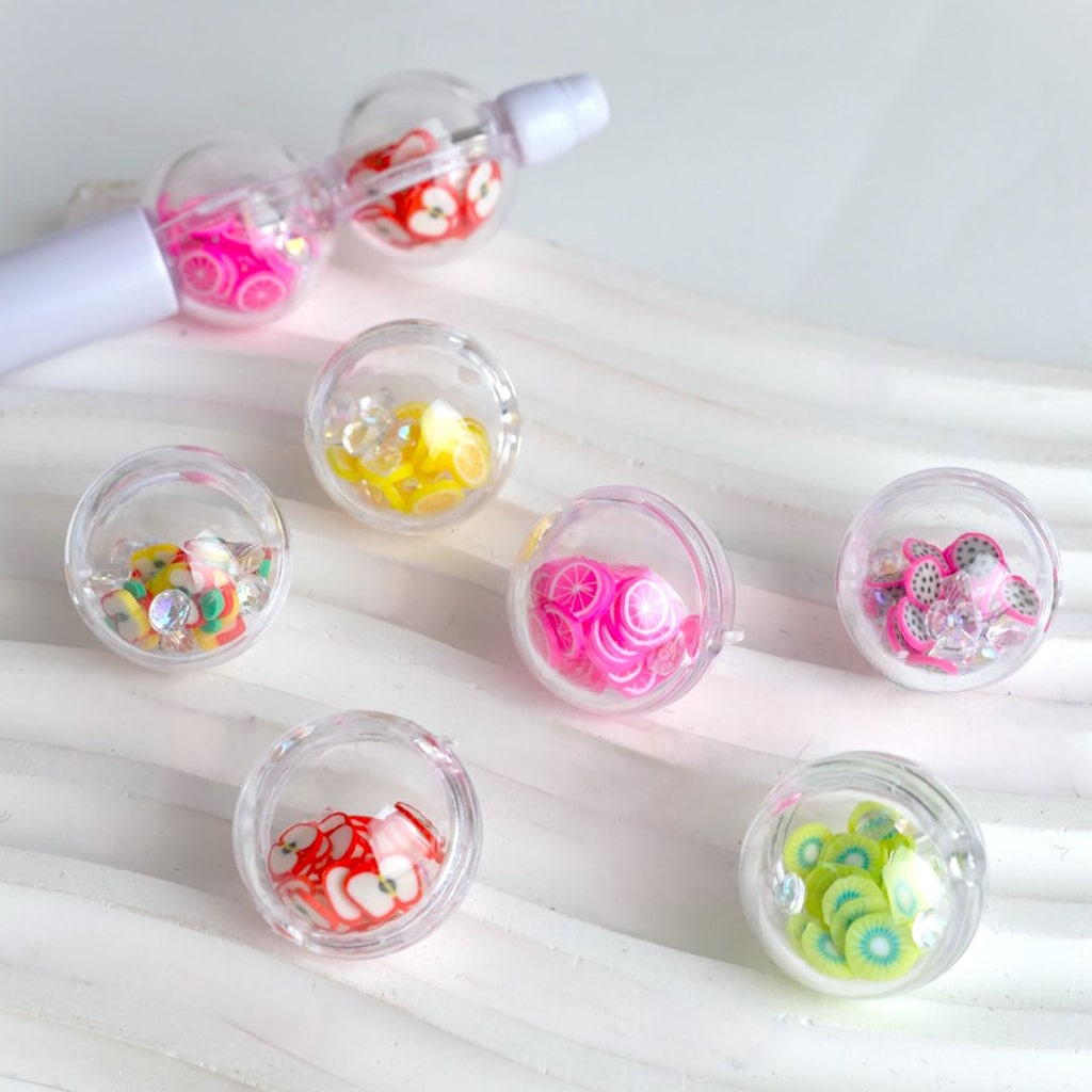 Round Shape Fruit Clear Acrylic Beads with Small Fruit Slices Inside, Size 20mm