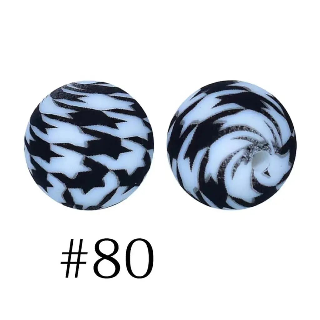 Round Printed Silicone Beads 15 mm