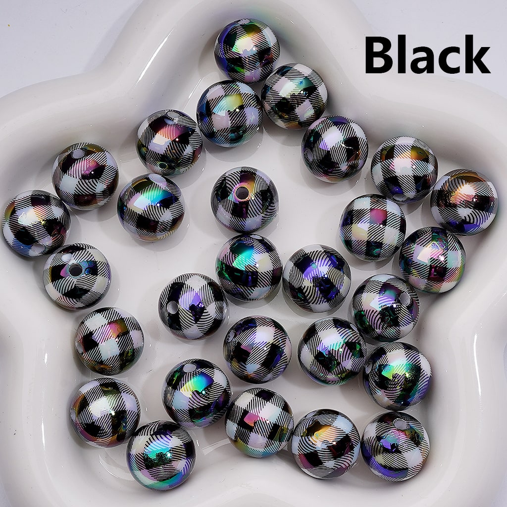 Multi-Color Checkered UV Coating Round Acrylic Beads 16MM (Single Color is available for 200pcs Whole bag)