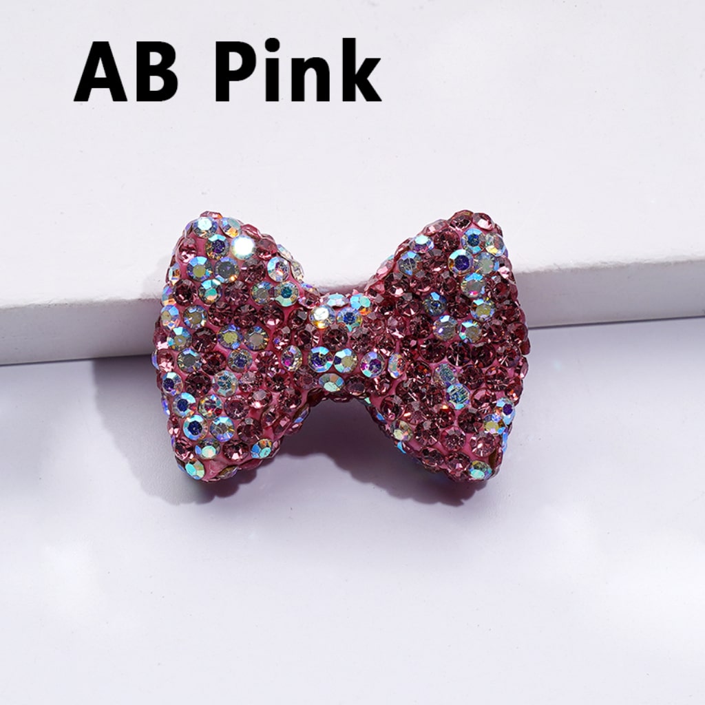 Glittering Multi-Color Bowknot Clay Beads Adorned with Sparkling Rhinestones Approx. 29x21MM