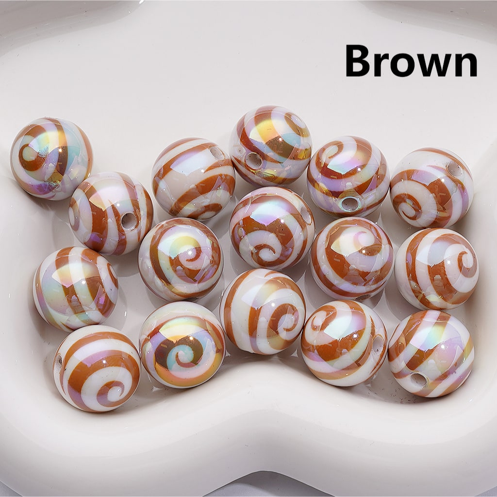 Swirl Stripes Multi-Color UV Coating Round Acrylic Beads 16MM (Single Color is available for 200pcs Whole bag)