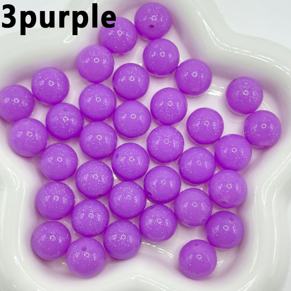 Jelly Color Round Glittery Silicone Beads, 15MM