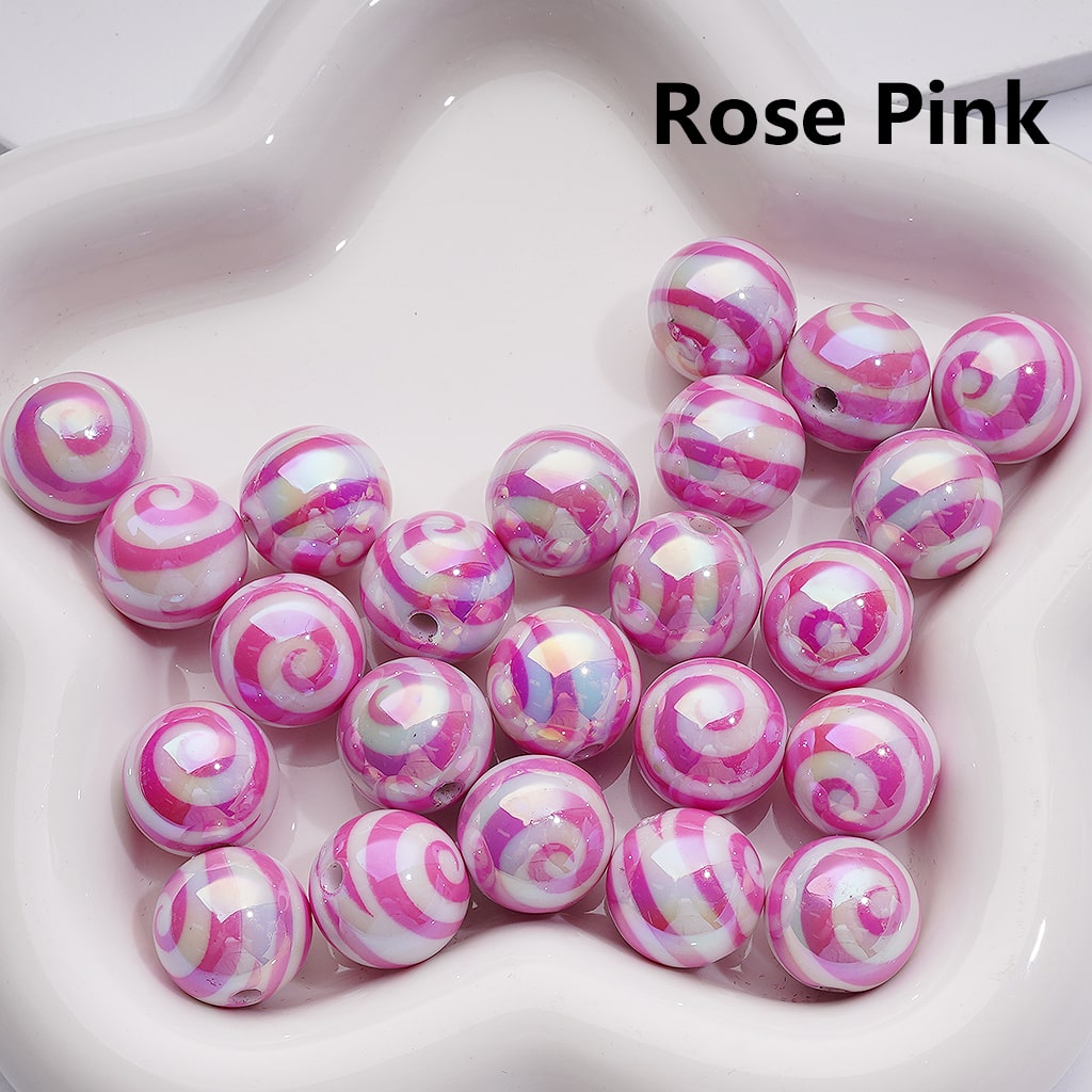 Swirl Stripes Multi-Color UV Coating Round Acrylic Beads 16MM (Single Color is available for 200pcs Whole bag)