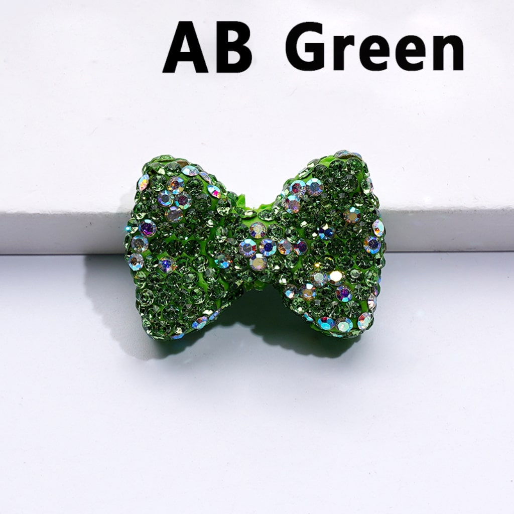 Glittering Multi-Color Bowknot Clay Beads Adorned with Sparkling Rhinestones Approx. 29x21MM